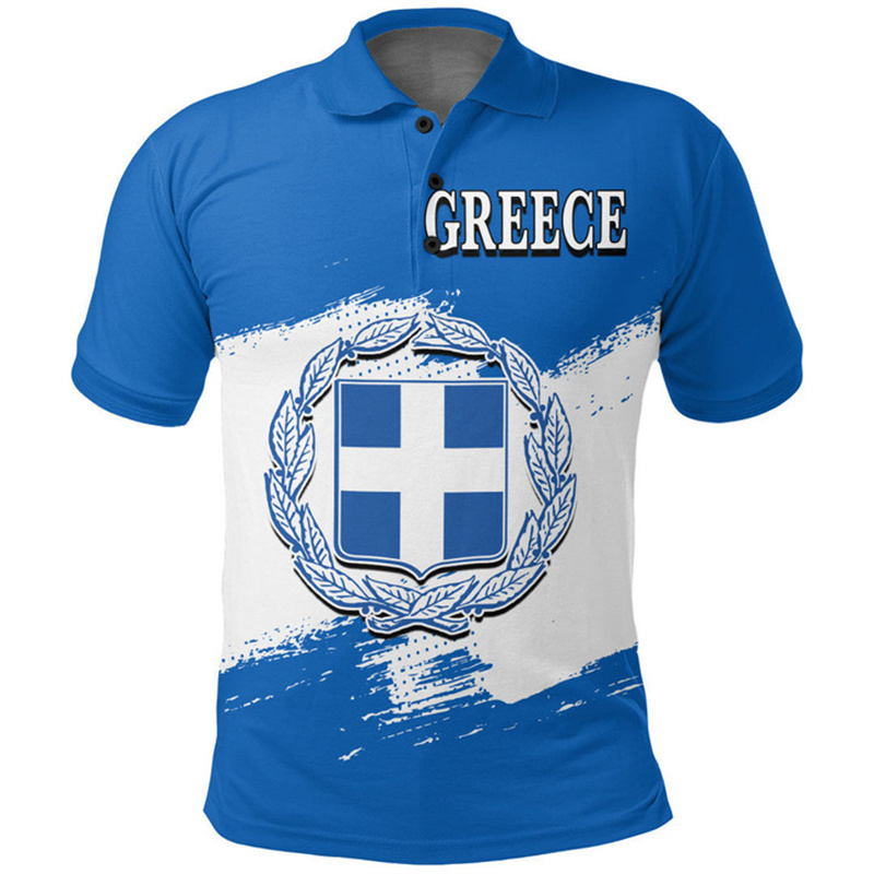 Summer Clothing For Greece - Grecja Flaga Mapa Nadruk 3D Koszulka