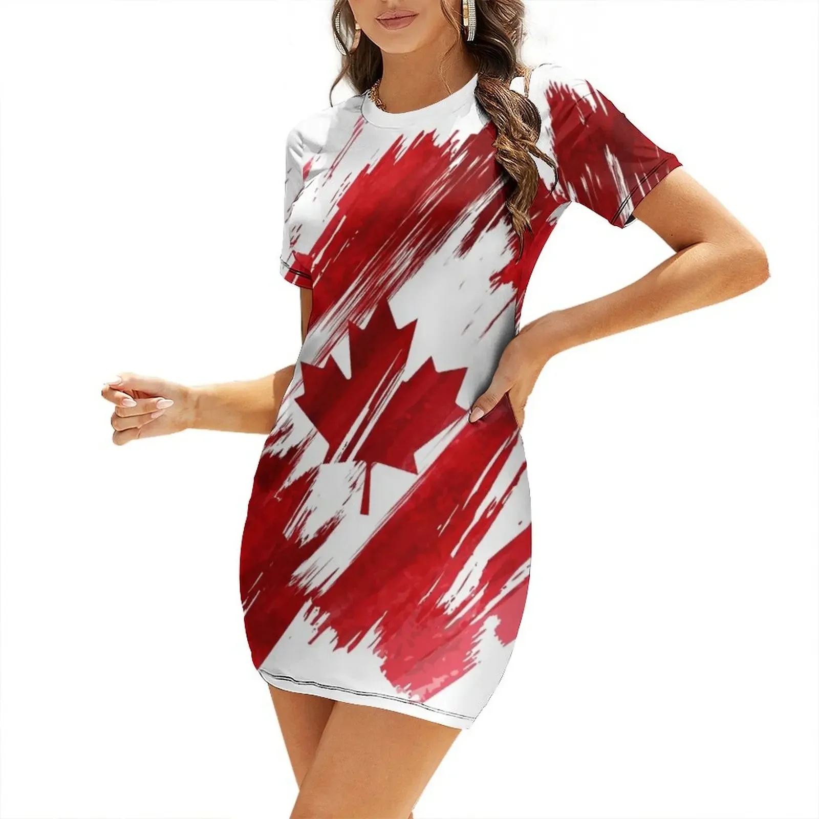 Summer Clothing Women Canada - Kanadyjska sukienka z krótkim rękawem, eleganckie