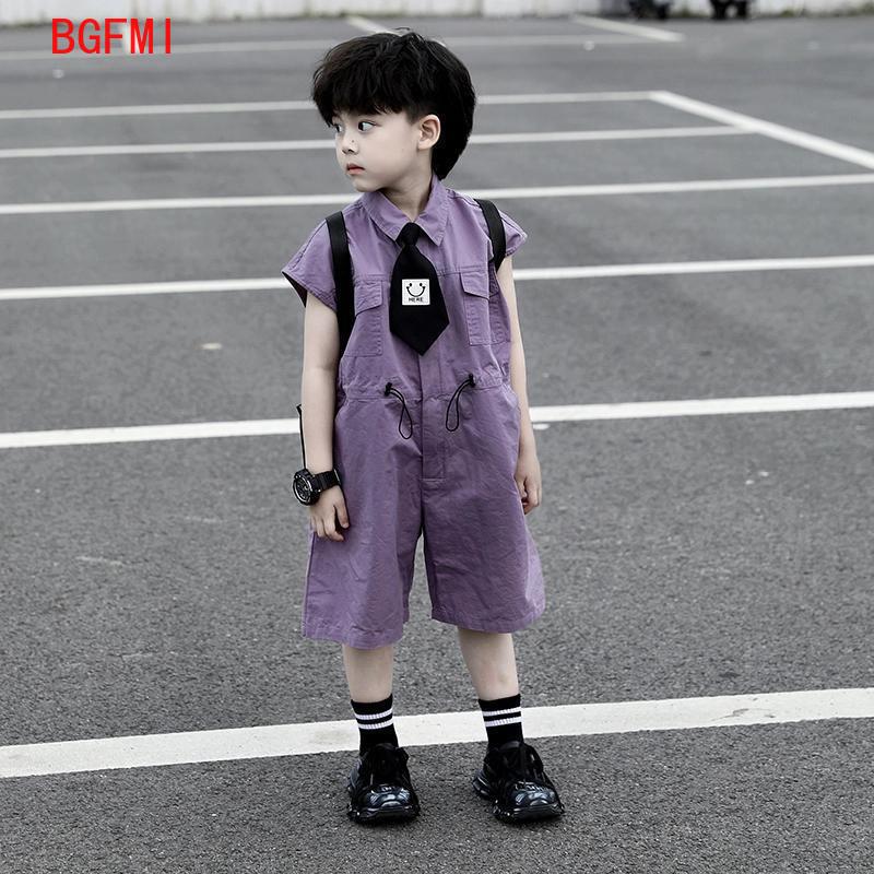 Summer Clothing For Babies - Dziecięce letnie szorty ogrodniczki Capri chłopięce