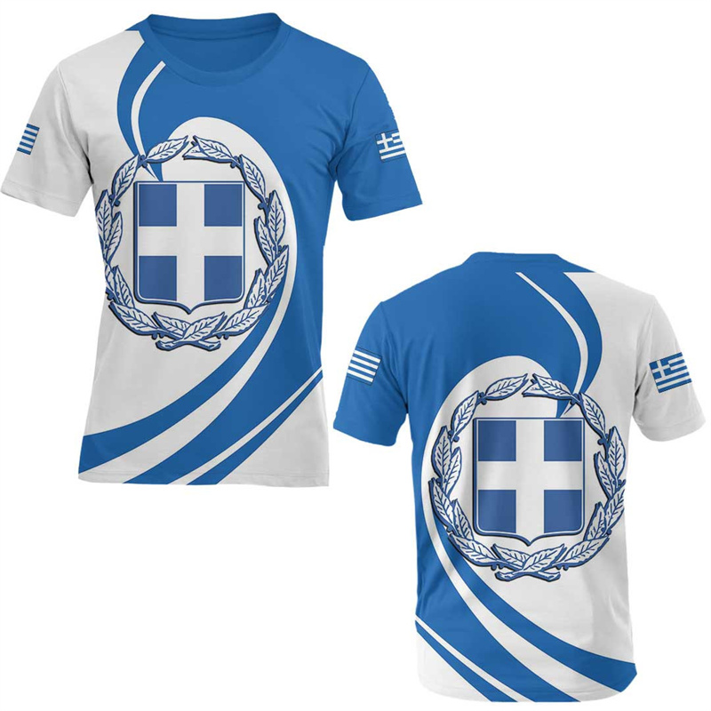 Summer Clothing For Greece - Grecja Flaga Mapa 3d Nadrukowana Koszulka