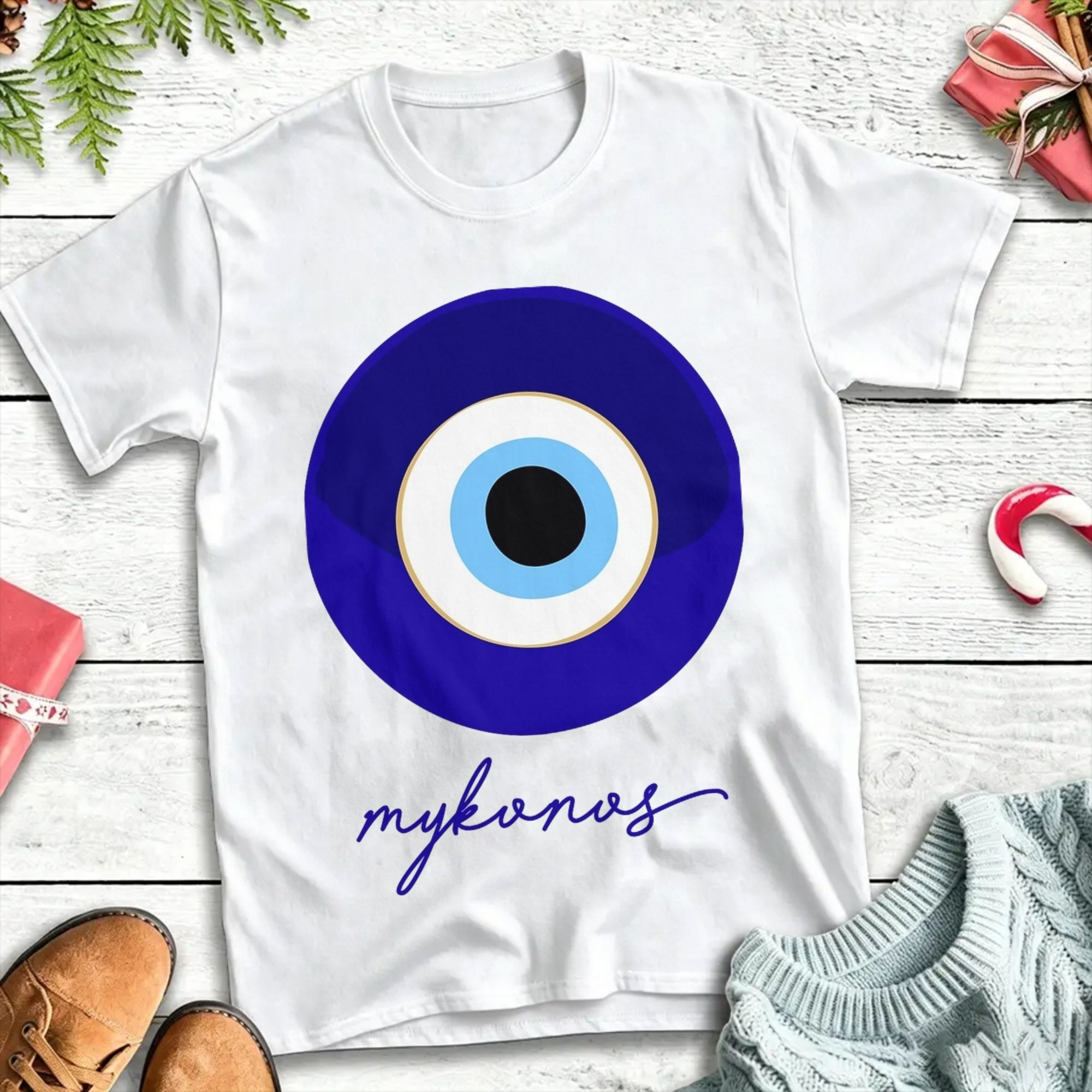Summer Clothing For Greece - MYKONOS - GREECE, edycja mati, niebiesko-białe