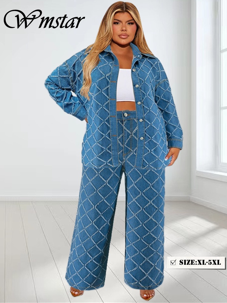 Summer Clothing Wholesale - Wmstar Plus Size Denim Dwuczęściowe zestawy