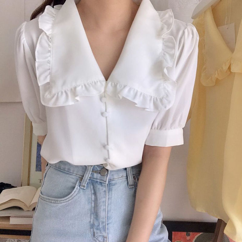 Bluzki damskie Solidne falbany – Summer Clothing Teens recenzja i cena