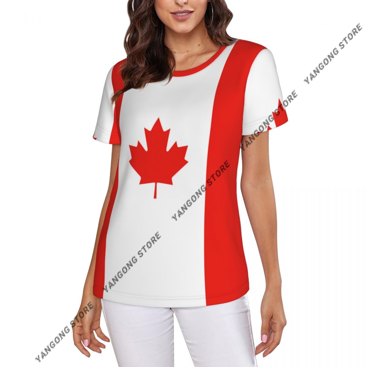 T-shirt damski Kanada Flaga Ka – Summer Clothing Women Canada recenzja i cena