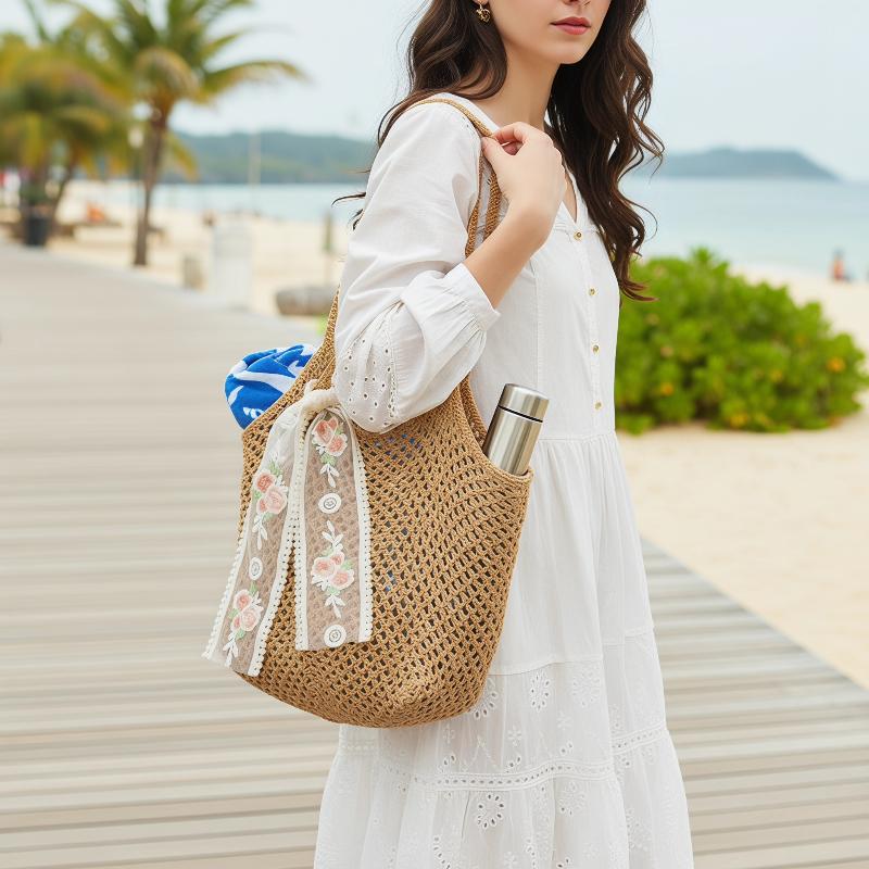 Nowa【Duża Tkana Torba Damska n – Beach Bag Straw recenzja i cena