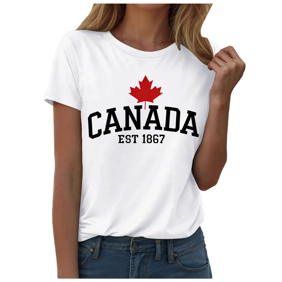 Koszulka damska z flagą Kanady – Summer Clothing Women Canada recenzja i cena