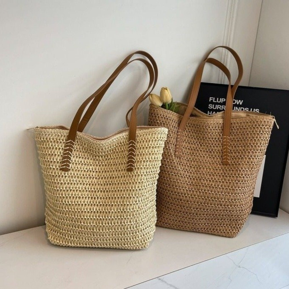 Urocza, jednokolorowa, tkana t – Beach Bag Straw recenzja i cena