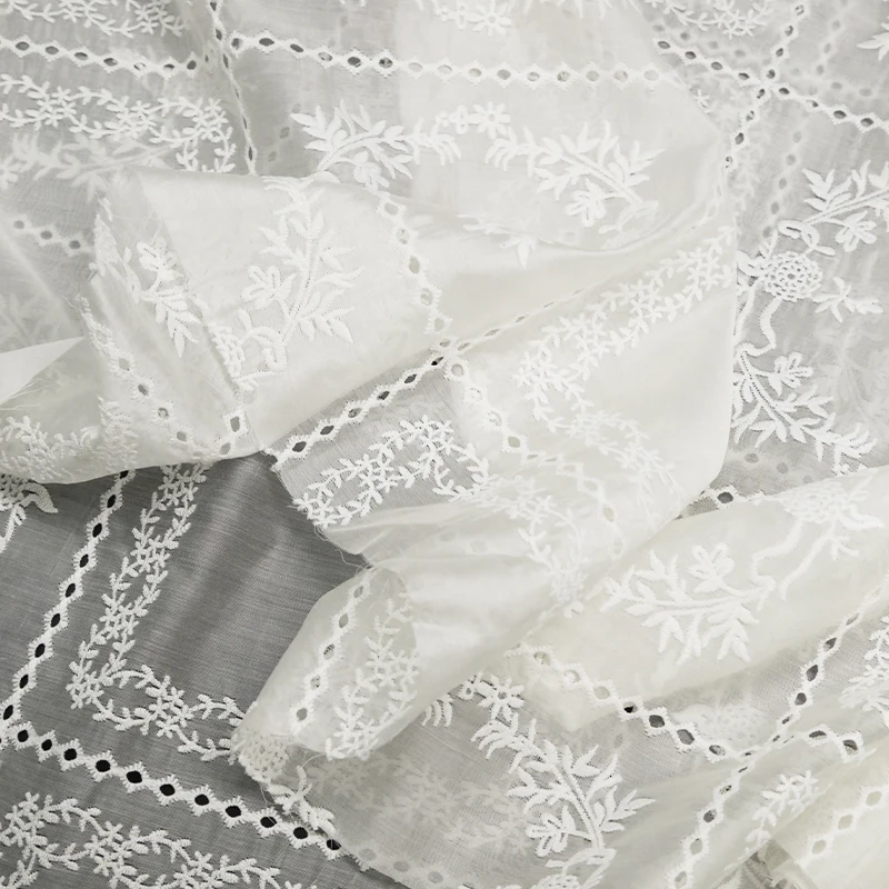 Hollow Embroidery Flower Fabri – Summer Gauze Clothing recenzja i cena