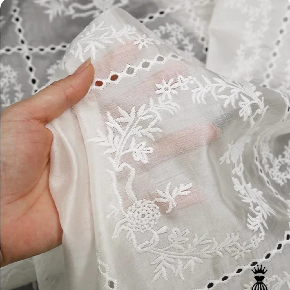 Hollow Embroidery Flower Fabri – Summer Gauze Clothing recenzja i cena