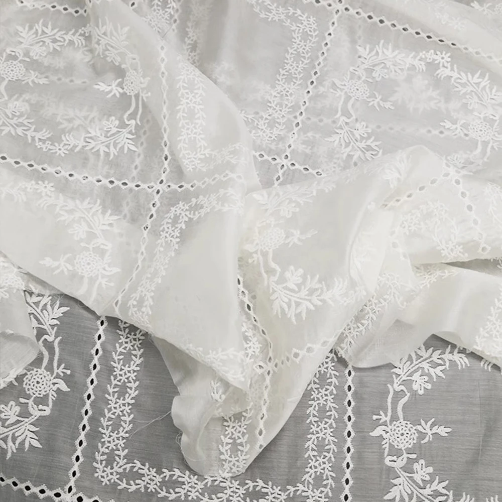 Hollow Embroidery Flower Fabri – Summer Gauze Clothing recenzja i cena