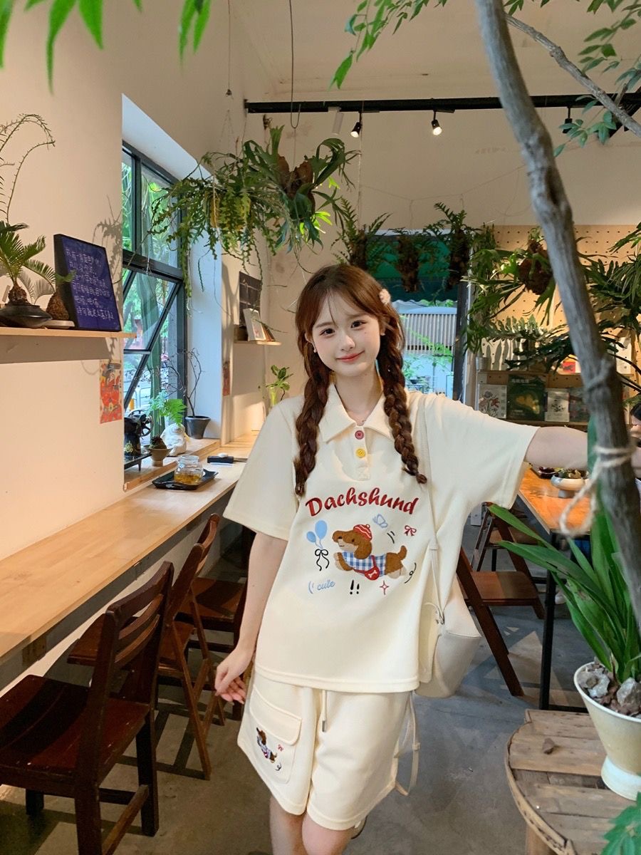 Kawaii Haft Pies Japoński Styl – Summer Clothing Juniors recenzja i cena